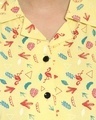 Shop Women's Yellow All Over Flamingo & Leaf Printed Cotton Shirt & Shorts Set