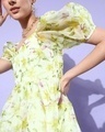 Shop Women's Yellow All Over Floral Printed Sheer Dress