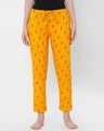 Shop Women's Yellow All Over Penguin Printed Lounge Pants-Front
