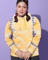 Shop Women's Yellow and Purple Tie & Dye Plus Size Hooded Sweatshirt-Front