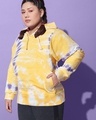 Shop Women's Yellow and Purple Tie & Dye Plus Size Hooded Sweatshirt-Design