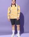 Shop Women's Yellow and Purple Tie & Dye Plus Size Hooded Sweatshirt-Full