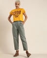 Shop Women's Yellow Athletics NYC Typography Crop T-shirt-Full