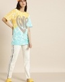 Shop Women's Yellow & Blue Tie & Dye Relaxed Fit T-shirt-Full