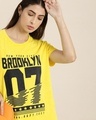 Shop Women's Yellow Brooklyn Typography Relaxed Fit T-shirt-Front