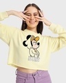 Shop Women's Yellow Busy Doing Nothing Graphic Printed Oversized Sweatshirt-Front
