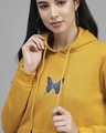 Shop Women's Yellow Butterfly Printed Hooded Sweatshirt