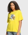 Shop Women's Yellow Certified Troublemakers Graphic Printed Oversized T-shirt-Front