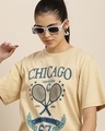 Shop Women's Yellow Chicago Graphic Printed Oversized T-shirt-Front