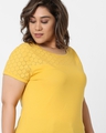 Shop Women's Yellow Cotton Schiffili Fit T-shirt-Full