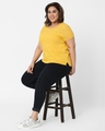 Shop Women's Yellow Cotton Schiffili Fit T-shirt