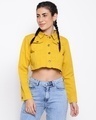 Shop Women's Yellow Denim Cropped Jacket-Front