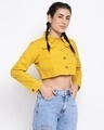 Shop Women's Yellow Denim Cropped Jacket-Design