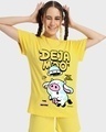 Shop Women's Yellow Deja Moo Graphic Printed Boyfriend T-shirt-Front