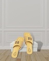 Shop Women's Yellow Embellished Flats-Front