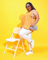 Shop Women's Yellow Floral Printed Plus Size Top-Full