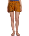 Shop Women's Yellow Floral Printed Rayon Shorts-Front