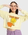 Shop Women's Yellow Free Bird Graphic Printed Oversized Sweatshirt-Front