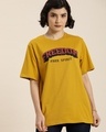 Shop Women's Yellow Freedom Typography Oversized T-shirt-Front