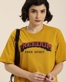 Shop Women's Yellow Freedom Typography Oversized T-shirt