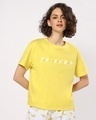 Shop Women's Yellow Friends logo Graphic Printed Short Top-Front
