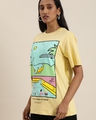 Shop Women's Yellow Graphic Oversized T-Shirt-Front