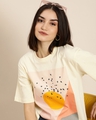 Shop Women's Yellow Graphic Print Oversized T-shirt-Front