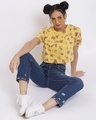 Shop Women's Mustard Yellow Graphic Printed Crop T-shirt-Full