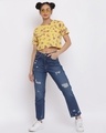 Shop Women's Mustard Yellow Graphic Printed Crop T-shirt