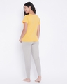 Shop Women's Yellow & Grey I Get Up Early Graphic Printed Cotton T-shirt & Pyjamas Set-Design