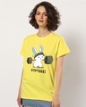 Shop Women's Yellow Gymedari Graphic Printed Boyfriend T-shirt-Front