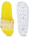 Shop Women's Yellow Honey Printed Sliders-Full