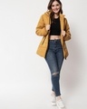 Shop Women's Yellow Hooded Puffer Jacket-Full
