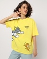 Shop Women's Yellow Jerry Chase Graphic Printed Oversized Boyfriend T-shirt-Front