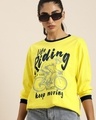Shop Women's Yellow Life is like Riding Typography Oversized T-shirt-Front
