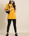 Shop Women's Yellow Los Angeles Typography Oversized T-shirt-Full