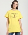 Shop Women's Yellow Love Coffe Boyfriend T-shirt-Front