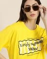 Shop Women's Yellow Lovely Summer Mood Typography Oversized T-shirt-Front