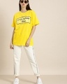 Shop Women's Yellow Lovely Summer Mood Typography Oversized T-shirt-Full