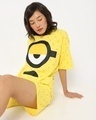Shop Women's Yellow Minion Eye AOP Oversized T-shirt-Front