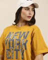 Shop Women's Yellow New York City Typography Oversized T-shirt-Full