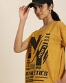 Shop Women's Yellow NY Typography Relaxed Fit T-shirt-Full
