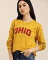 Shop Women's Yellow OHIO Typography Oversized T-shirt-Front
