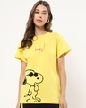 Shop Women's Yellow Oops Graphic Printed Boyfriend T-shirt-Front