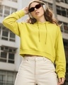 Shop Women's Yellow Oversized Crop Hoodies-Front