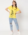 Shop Women's Yellow Peace Out Goofy Graphic Printed Boyfriend T-shirt-Design