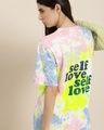 Shop Women's Yellow & Pink Tie & Dye Relaxed Fit T-shirt-Front