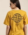 Shop Women's Yellow Printed Oversized T-shirt-Front