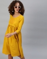 Shop Women's Yellow Printed Relaxed Fit Dress