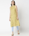 Shop Women's Yellow Printed Sleeveless Kurti Dress-Design